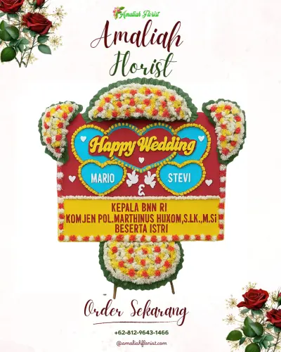Karangan Papan Bunga Pernikahan di Argatawang